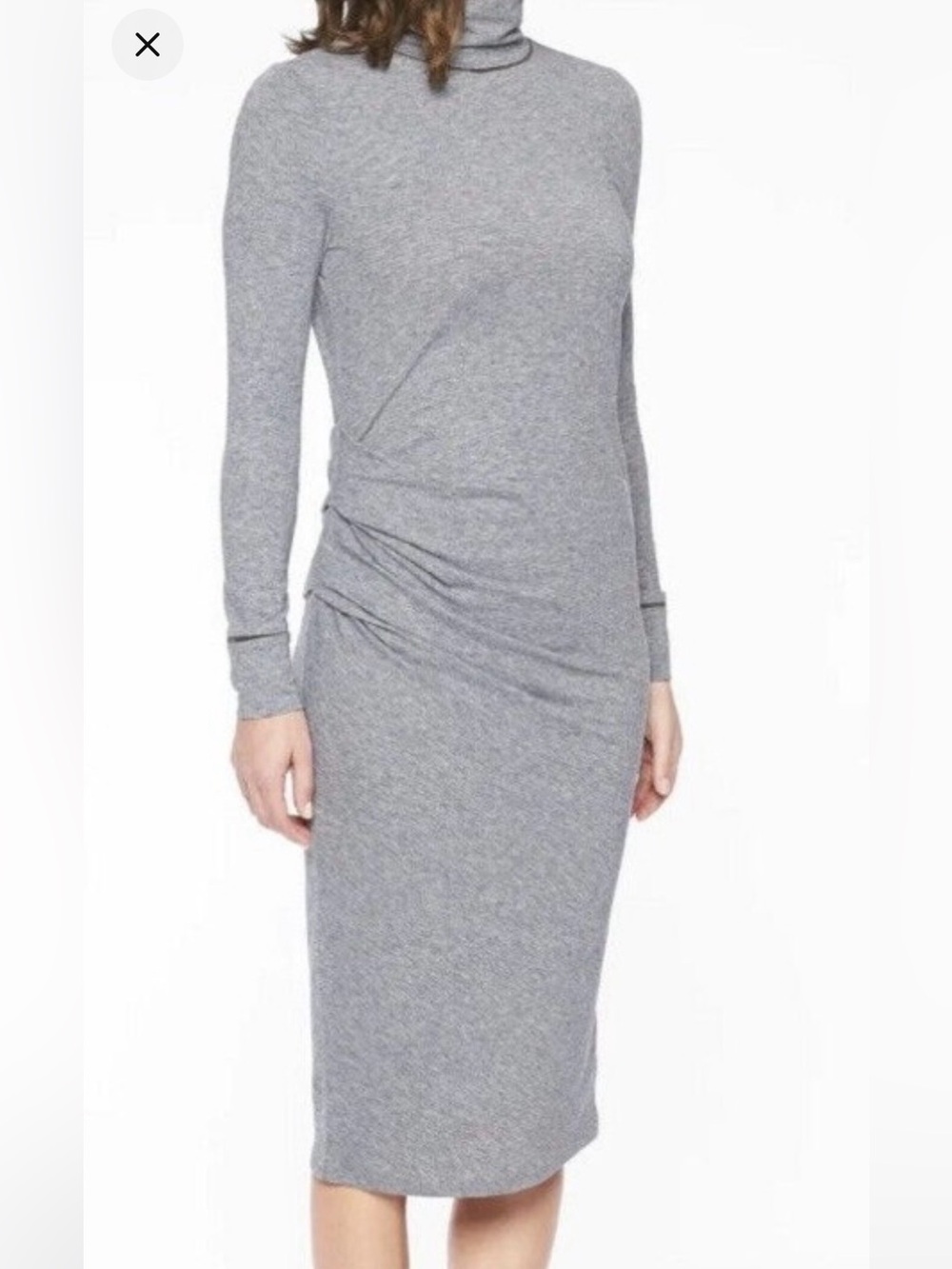 Athleta Industry Turtleneck Midi Dress in Heather Gray sz L
